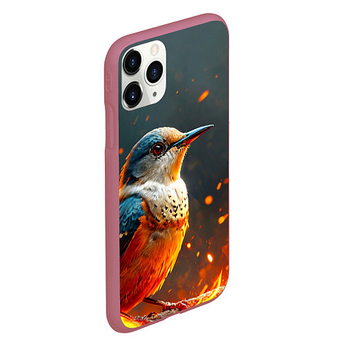 Чехол iPhone 11 Pro матовый Кукушка в огне / 3D-Малиновый – фото 2