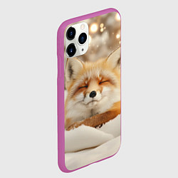 Чехол iPhone 11 Pro матовый Сонная лисица зимой, цвет: 3D-фиолетовый — фото 2