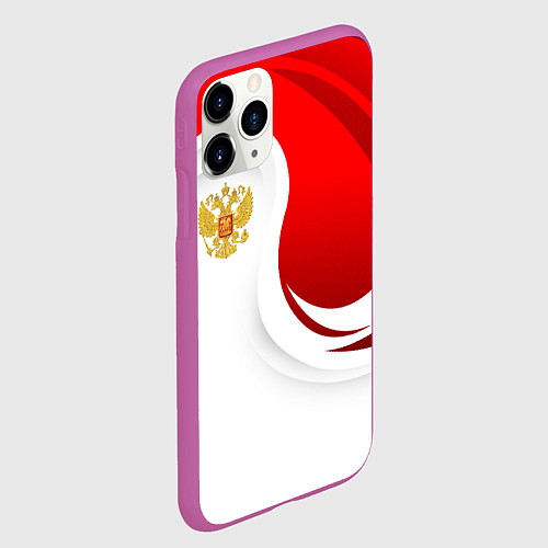 Чехол iPhone 11 Pro матовый Россия - красный и белый / 3D-Фиолетовый – фото 2