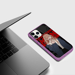 Чехол iPhone 11 Pro матовый Chainsaw man - Power fuck, цвет: 3D-фиолетовый — фото 2