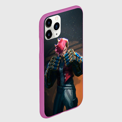 Чехол iPhone 11 Pro матовый Вай в силовых перчатках Аркейн / 3D-Фиолетовый – фото 2
