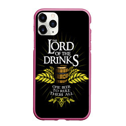 Чехол iPhone 11 Pro матовый Lord of the drinks, цвет: 3D-малиновый