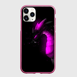 Чехол iPhone 11 Pro матовый Дракон неоновый, цвет: 3D-малиновый