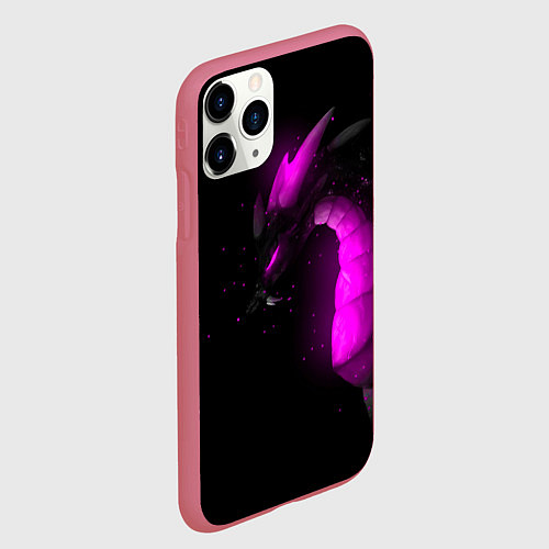 Чехол iPhone 11 Pro матовый Дракон неоновый / 3D-Малиновый – фото 2