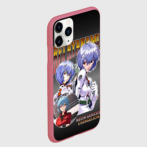 Чехол iPhone 11 Pro матовый Евангелион Аянами Рей / 3D-Малиновый – фото 2