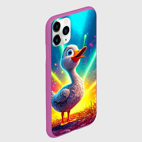 Чехол iPhone 11 Pro матовый Веселая уточка / 3D-Фиолетовый – фото 2
