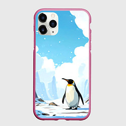 Чехол iPhone 11 Pro матовый Пингвин в Антарктиде, цвет: 3D-малиновый