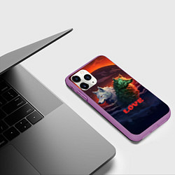 Чехол iPhone 11 Pro матовый Любовь - волк и волчица, цвет: 3D-фиолетовый — фото 2