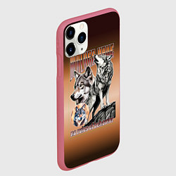 Чехол iPhone 11 Pro матовый Волки с надписью, цвет: 3D-малиновый — фото 2