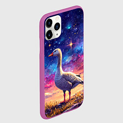 Чехол iPhone 11 Pro матовый Гусь и космос, цвет: 3D-фиолетовый — фото 2