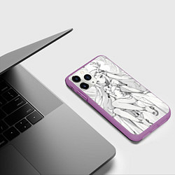 Чехол iPhone 11 Pro матовый Эльфийка рисунок карандашом, цвет: 3D-фиолетовый — фото 2