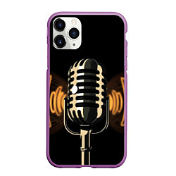Чехол iPhone 11 Pro матовый Микрофон и звук, цвет: 3D-фиолетовый