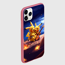 Чехол iPhone 11 Pro матовый Пикачу с гитарой, цвет: 3D-малиновый — фото 2