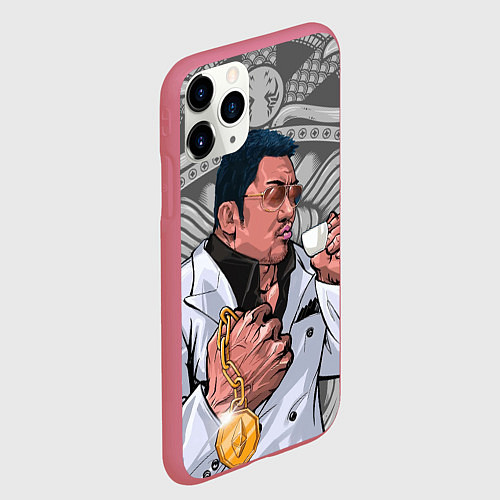 Чехол iPhone 11 Pro матовый Ма Дон Сок - якудза с капучино / 3D-Малиновый – фото 2