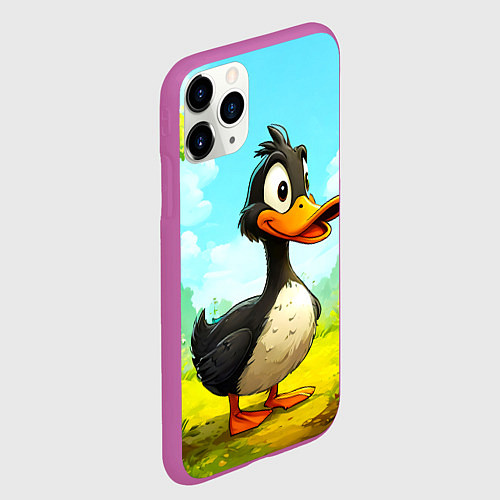 Чехол iPhone 11 Pro матовый Веселая уточка / 3D-Фиолетовый – фото 2