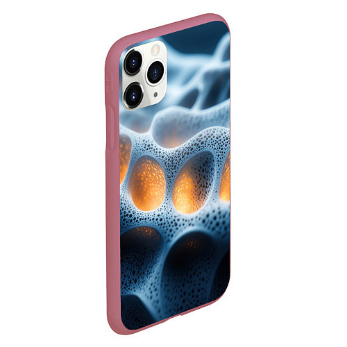 Чехол iPhone 11 Pro матовый Объемные соты / 3D-Малиновый – фото 2