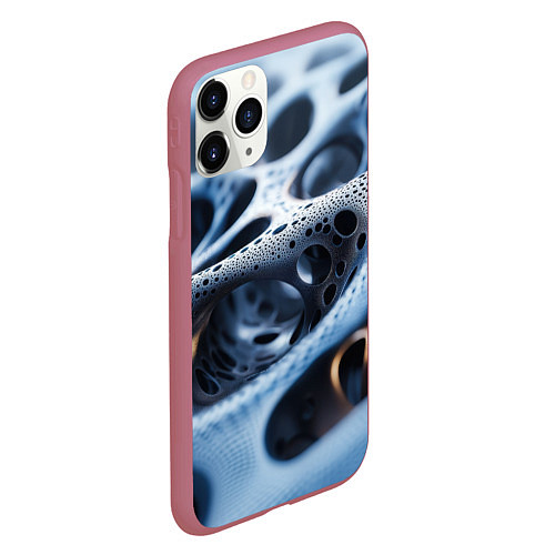 Чехол iPhone 11 Pro матовый Текстура объемных сот / 3D-Малиновый – фото 2