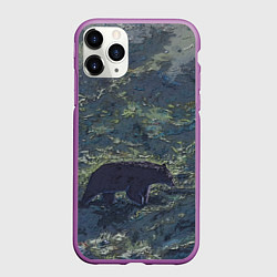 Чехол iPhone 11 Pro матовый Медведь идёт, цвет: 3D-фиолетовый