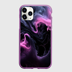 Чехол iPhone 11 Pro матовый Фиолетовое пламя на черном, цвет: 3D-фиолетовый