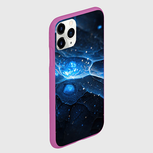 Чехол iPhone 11 Pro матовый Объемная синяя текстура / 3D-Фиолетовый – фото 2