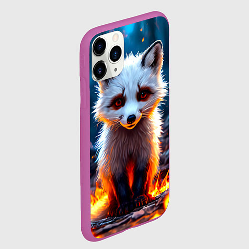 Чехол iPhone 11 Pro матовый Песец в огне / 3D-Фиолетовый – фото 2