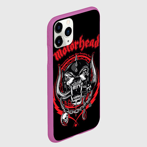 Чехол iPhone 11 Pro матовый Motorhead skull / 3D-Фиолетовый – фото 2