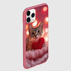 Чехол iPhone 11 Pro матовый Котик с сердечком, цвет: 3D-малиновый — фото 2