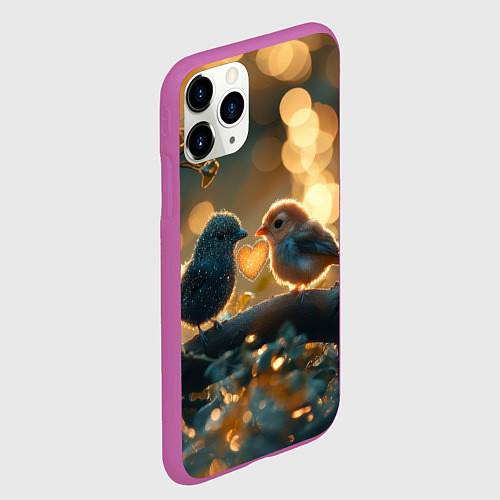 Чехол iPhone 11 Pro матовый Влюбленные птички / 3D-Фиолетовый – фото 2