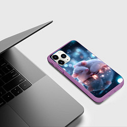 Чехол iPhone 11 Pro матовый Милые влюбленные мышки, цвет: 3D-фиолетовый — фото 2