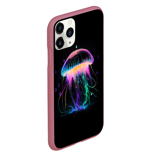 Чехол iPhone 11 Pro матовый Свет медузы / 3D-Малиновый – фото 2