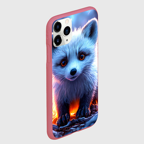 Чехол iPhone 11 Pro матовый Песец в искрах / 3D-Малиновый – фото 2