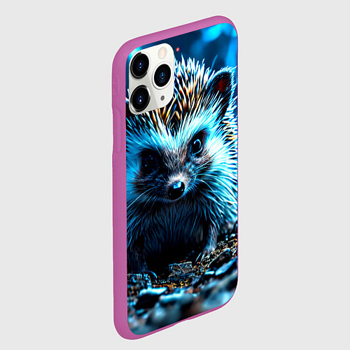 Чехол iPhone 11 Pro матовый Ежик в разрядах молний / 3D-Фиолетовый – фото 2