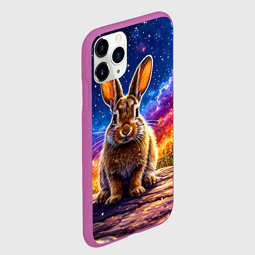 Чехол iPhone 11 Pro матовый Зачик и космическое небо / 3D-Фиолетовый – фото 2