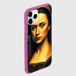 Чехол iPhone 11 Pro матовый Современная мона лиза, цвет: 3D-фиолетовый — фото 2