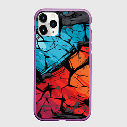 Чехол iPhone 11 Pro матовый Красно-голубая разбитая текстура, цвет: 3D-фиолетовый
