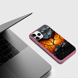 Чехол iPhone 11 Pro матовый Разбитая матовая текстура, цвет: 3D-малиновый — фото 2