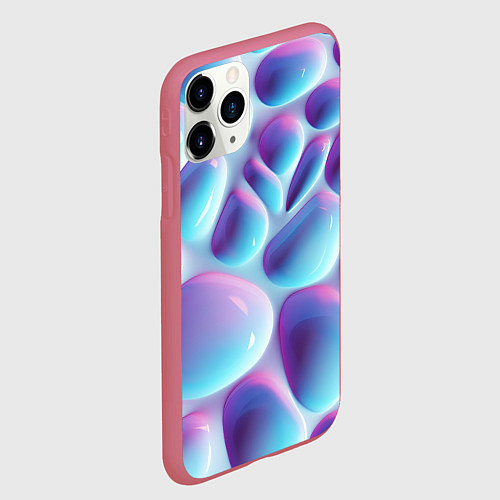 Чехол iPhone 11 Pro матовый Впадины из сот - текстура / 3D-Малиновый – фото 2