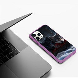 Чехол iPhone 11 Pro матовый Love wolfs, цвет: 3D-фиолетовый — фото 2