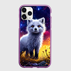 Чехол iPhone 11 Pro матовый Песец в звездную ночь, цвет: 3D-фиолетовый