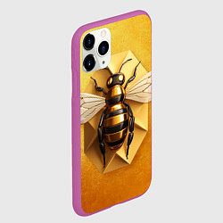 Чехол iPhone 11 Pro матовый Пчела на золоте, цвет: 3D-фиолетовый — фото 2