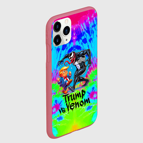Чехол iPhone 11 Pro матовый Дональд Трамп против Венома / 3D-Малиновый – фото 2