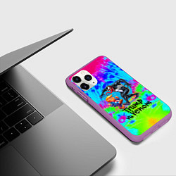 Чехол iPhone 11 Pro матовый Дональд Трамп против Венома, цвет: 3D-фиолетовый — фото 2