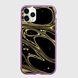 Чехол iPhone 11 Pro матовый Разводы в виде кругов и линий - текстура, цвет: 3D-фиолетовый