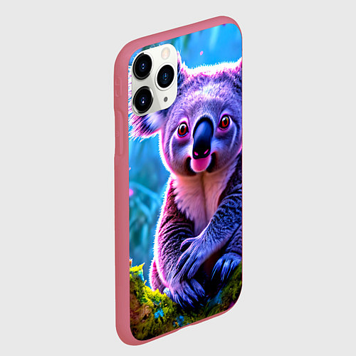 Чехол iPhone 11 Pro матовый Коала на дереве / 3D-Малиновый – фото 2