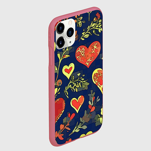 Чехол iPhone 11 Pro матовый Дела сердечные / 3D-Малиновый – фото 2