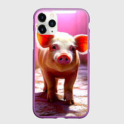Чехол iPhone 11 Pro матовый Поросенок в розовом, цвет: 3D-фиолетовый