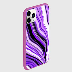 Чехол iPhone 11 Pro матовый Волнистые вертикальные чёрно-фиолетовые полосы, цвет: 3D-фиолетовый — фото 2