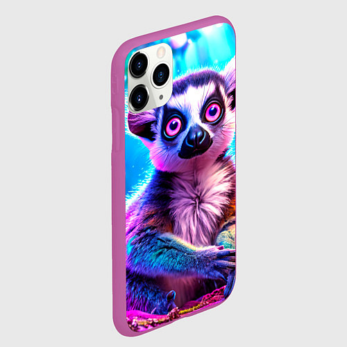 Чехол iPhone 11 Pro матовый Лемур в сказочном лесу / 3D-Фиолетовый – фото 2