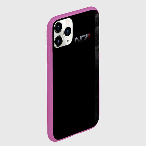 Чехол iPhone 11 Pro матовый Shepard N7 - темный / 3D-Фиолетовый – фото 2