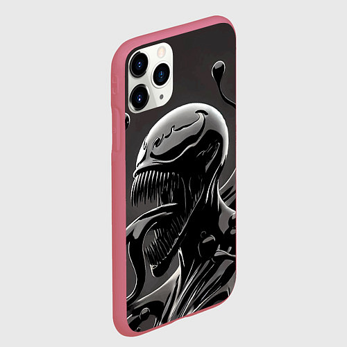 Чехол iPhone 11 Pro матовый Веном - ядовитая слизь / 3D-Малиновый – фото 2